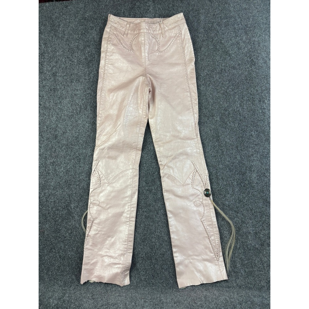 OOAK Handmade Western Leather‎ Pants Concho Horsehair Fringe Couture Boho Style